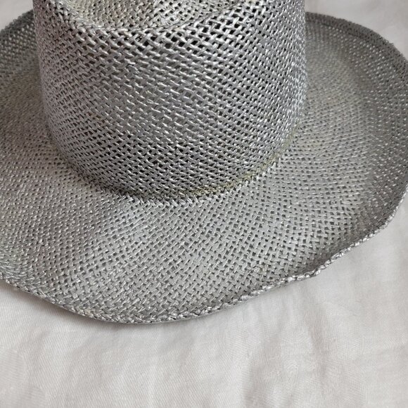 Jhats Cowgirl Hat Straw Silver Size S/M 6 5/8" to 7 1/8" Mexico vintage J-Hats - Picture 3 of 7
